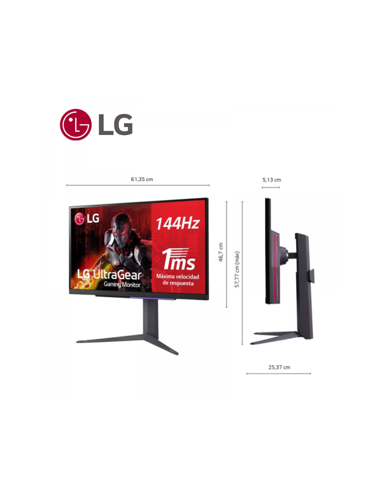 MONITOR 27" GAMING LG 27GR93U-B ULTRAGEAR UHD 144HZ 1MS IPS DP HDMI